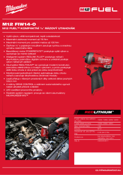 MILWAUKEE M12 FUEL™ kompaktní ¼″ rázový utahovák 4933464611 A4 PDF