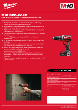 MILWAUKEE M18™ kompaktní příklepová vrtačka 4933443515 A4 PDF