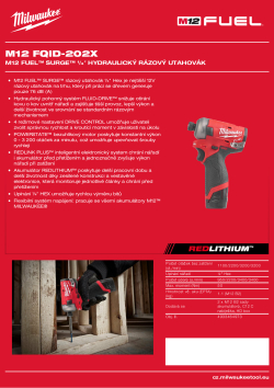 MILWAUKEE M12 FUEL™ SURGE™ ¼″ Hydraulický rázový utahovák 4933464973 A4 PDF