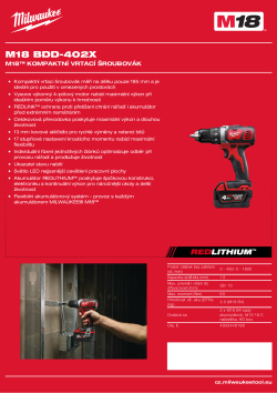 MILWAUKEE M18™ kompaktní vrtací šroubovák 4933446198 A4 PDF