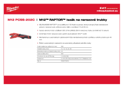 MILWAUKEE M12™ RAPTOR™ řezák na nerezové trubky 4933479242 A4 PDF