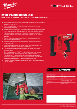 MILWAUKEE M18 FUEL™ sponkovačka s úzkou korunkou 4933471942 A4 PDF