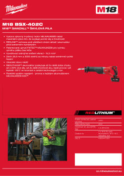MILWAUKEE M18™ SAWZALL™ šavlová pila 4933447285 A4 PDF