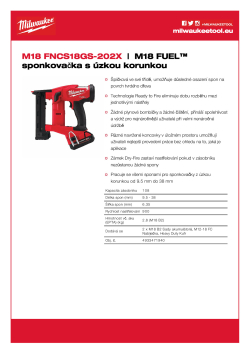 MILWAUKEE M18 FUEL™ sponkovačka s úzkou korunkou 4933471940 A4 PDF