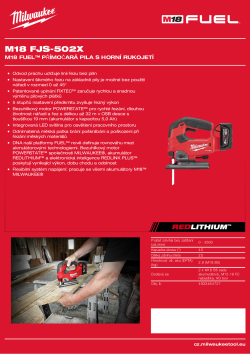 MILWAUKEE M18 FUEL™ přímočará pila  s horní rukojetí 4933464727 A4 PDF
