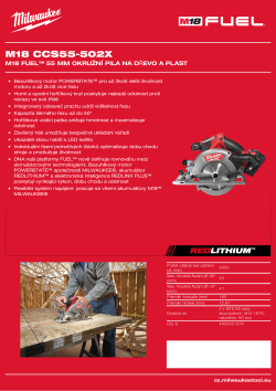 MILWAUKEE M18 FUEL™ 55 mm okružní pila na dřevo a plast 4933451376 A4 PDF