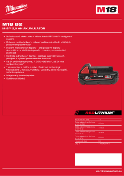 MILWAUKEE M18™ 2,0 Ah akumulátor 4932430062 A4 PDF