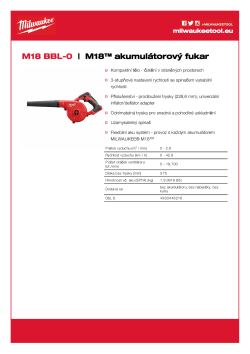 MILWAUKEE M18™ akumulátorový fukar 4933446216 A4 PDF