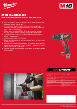 MILWAUKEE M18™ bezuhlíkový vrtací šroubovák 4933464514 A4 PDF