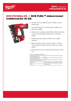 MILWAUKEE M18 FUEL™ dokončovací hřebíkovačka 16 GA 4933478094 A4 PDF