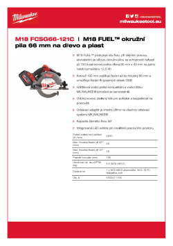 MILWAUKEE M18 FUEL™ okružní pila 66 mm na dřevo a plast 4933471195 A4 PDF