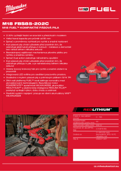 MILWAUKEE M18 FUEL ™ kompaktní pásová pila 4933471497 A4 PDF