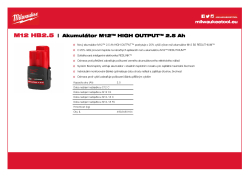 MILWAUKEE M12™ HIGH OUTPUT™ 2,5 Ah akumulátor 4932480164 A4 PDF