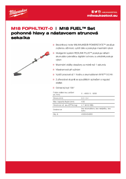 MILWAUKEE M18 FUEL™ Set pohonné hlavy a nástavce strunová sekačka 4933464956 A4 PDF