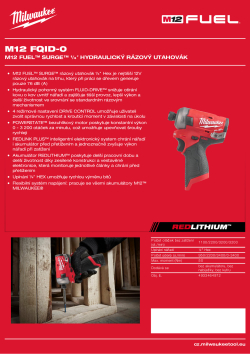 MILWAUKEE M12 FUEL™ SURGE™ ¼″ Hydraulický rázový utahovák 4933464972 A4 PDF