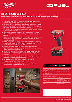 MILWAUKEE M18 FUEL™ SURGE™ ¼″ hex hydraulický rázový utahovák 4933451790 A4 PDF