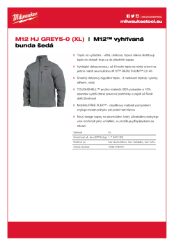 MILWAUKEE M12™ vyhřívaná bunda šedá 4933478975 A4 PDF