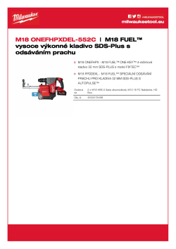 MILWAUKEE M18 FUEL™ vysoce výkonné kladivo SDS-Plus s odsáváním prachu 4933478498 A4 PDF