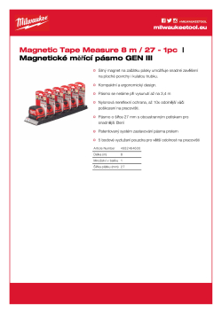 MILWAUKEE Magnetický svinovací metr 8 m 4932464600 A4 PDF