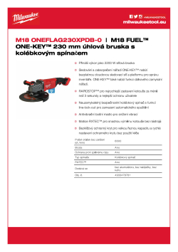 MILWAUKEE M18 FUEL™ ONE-KEY™ 230 mm úhlová bruska s kolébkovým spínačem 4933478781 A4 PDF