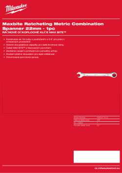 MILWAUKEE Ráčnový očkoplochý klíč MAX BITE™ 22 mm 4932471515 A4 PDF
