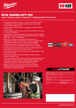 MILWAUKEE M18™ FORCE LOGIC™ ONE-KEY™ Bezuhlíkový ruční lis 4933478305 A4 PDF