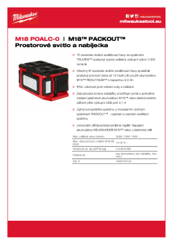 MILWAUKEE M18™ PACKOUT™ Prostorové světlo a nabíječka 4933478120 A4 PDF