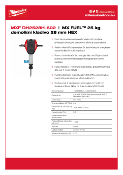 MILWAUKEE MX FUEL™ 25 kg demoliční kladivo 28 mm HEX 4933464877 A4 PDF