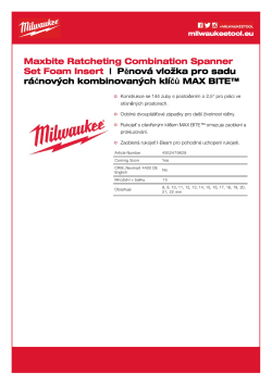 MILWAUKEE Pěnová vložka pro sadu ráčnových kombinovaných klíčů MAX BITE™ 4932479828 A4 PDF