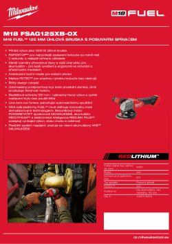 MILWAUKEE M18 FUEL™ 125 mm úhlová bruska s posuvným spínačem 4933478429 A4 PDF