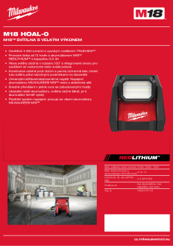 MILWAUKEE M18™ Svítilna s velkým výkonem 4933478118 A4 PDF