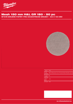 MILWAUKEE Mesh 150 mm H&L GR 180 50 ks 4932492240 A4 PDF