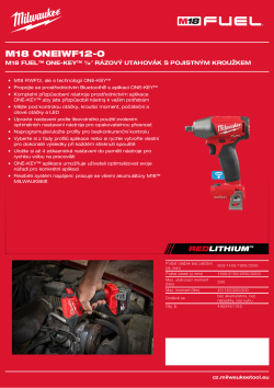 MILWAUKEE M18 FUEL™ONE-KEY™  ½″ rázový utahovák s pojistným kroužkem 4933451153 A4 PDF