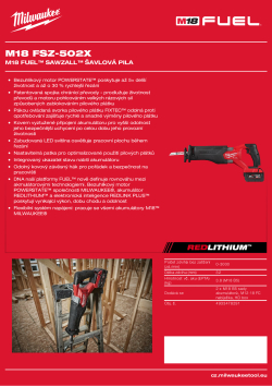 MILWAUKEE M18 FUEL™ SAWZALL™ šavlová pila 4933478291 A4 PDF