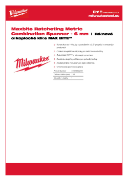 MILWAUKEE Ráčnový očkoplochý klíč MAX BITE™ 6 mm 4932480209 A4 PDF
