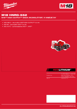 MILWAUKEE M18™ HIGH OUTPUT™ sada akumulátorů a nabíječky 4933464713 A4 PDF