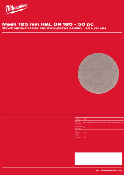 MILWAUKEE Mesh 125 mm H&L GR 180 50 ks 4932492205 A4 PDF