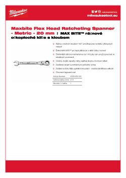 MILWAUKEE Ráčnový očkoplochý klíč MAX BITE™ s kloubem 20 mm 4932480193 A4 PDF