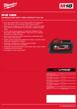 MILWAUKEE M18™ HIGH OUTPUT™ 8,0 Ah akumulátor 4932471070 A4 PDF