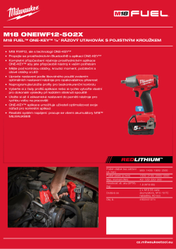 MILWAUKEE M18 FUEL™ ONE-KEY™ ½″ rázový utahovák s pojistným kroužkem 4933451374 A4 PDF