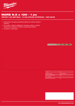 MILWAUKEE Concrete Drills - round shank / DIN 8039 4932399919 A4 PDF