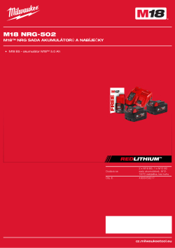 MILWAUKEE M18™ sada akumulátorů a nabíječky 4933459217 A4 PDF