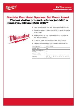 MILWAUKEE Pěnová vložka pro sadu ráčnových klíčů s kloubovou hlavou MAX BITE™ 4932479829 A4 PDF
