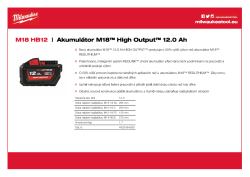MILWAUKEE M18™ HIGH OUTPUT™ 12,0 Ah akumulátor 4932464260 A4 PDF