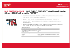 MILWAUKEE M18 FUEL™ ONE-KEY™ 4-režimové kladivo 32 mm SDS-PLUS se sklíčidlem FIXTEC™ 4933478496 A4 PDF