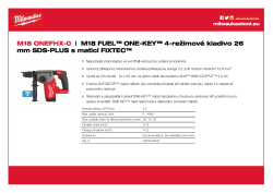 MILWAUKEE M18 FUEL™ ONE-KEY™ 4-režimové kladivo 26 mm SDS-PLUS se sklíčidlem FIXTEC™ 4933478502 A4 PDF