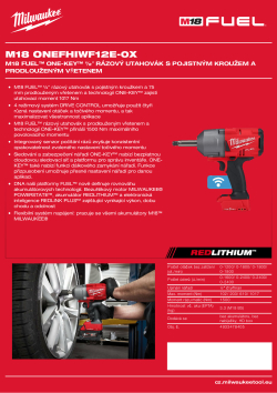 MILWAUKEE M18 FUEL™ ONE-KEY™ ½″ rázový utahovák s pojistným kroužkem a prodlouženým vřetenem 4933478405 A4 PDF