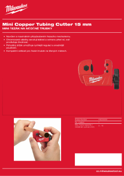 MILWAUKEE Řezák na měděné trubky MINI 15 mm 48229250 A4 PDF