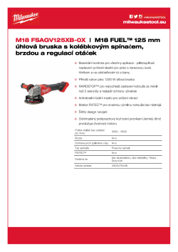 MILWAUKEE M18 FUEL™ 125 mm úhlová bruska s posuvným spínačem, brzdou a regulací otáček 4933478436 A4 PDF