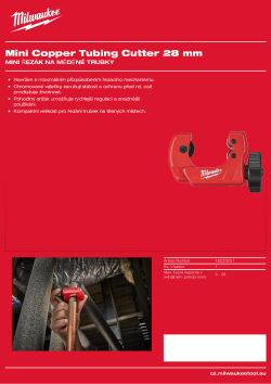 MILWAUKEE Řezák na měděné trubky MINI 28 mm 48229251 A4 PDF